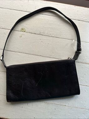 Monsac Black Leather Shoulder Bag